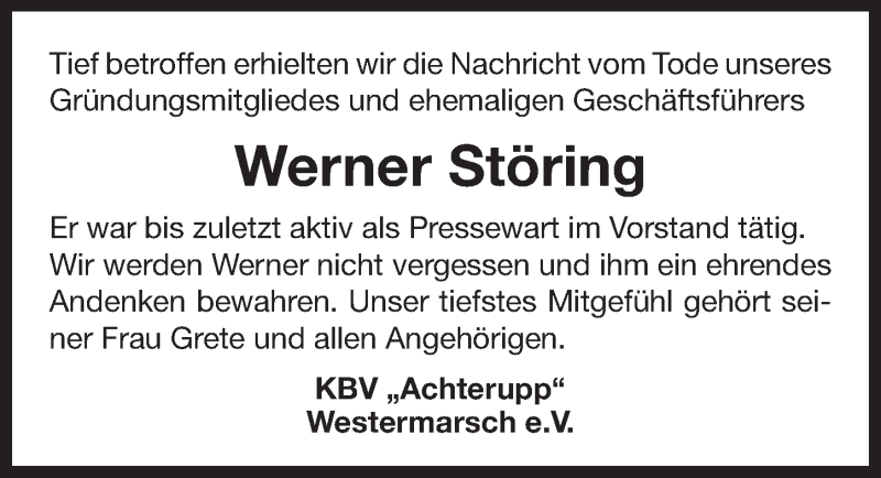  Traueranzeige für Werner Störing vom 08.02.2017 aus 