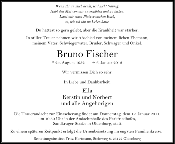 Traueranzeige von Bruno Fischer von Ostfriesischer Kurier