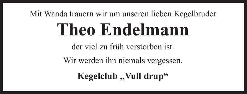  Traueranzeige für Theodor Endelmann vom 08.07.2013 aus Ostfriesischer Kurier