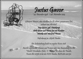 Traueranzeige von Justus Gavor von Ostfriesischer Kurier
