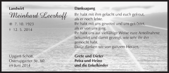 Traueranzeige von Meinhard Leerhoff von Osfriesischer Kurier