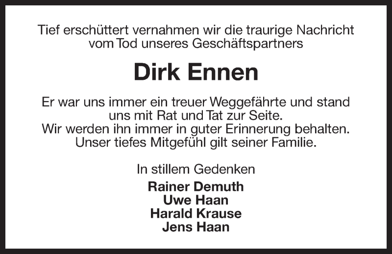  Traueranzeige für Dirk Ennen vom 15.07.2015 aus 