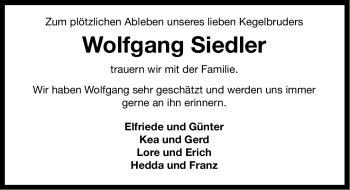 Traueranzeige von Wolfgang Siedler von Ostfriesischer Kurier