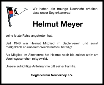 Traueranzeige von Helmut Meyer von Ostfriesischer Kurier