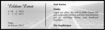 Traueranzeige von Eildine Ernst von Ostfriesischer Kurier
