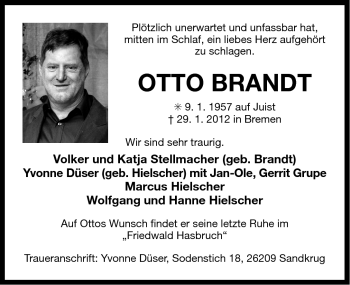 Traueranzeige von Otto Brandt von Ostfriesischer Kurier