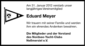 Traueranzeige von Eduard Meyer von Ostfriesischer Kurier