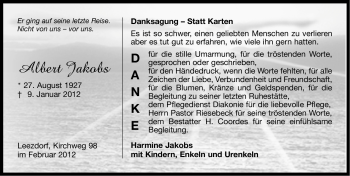 Traueranzeige von Albert Jakobs von Ostfriesischer Kurier