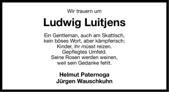 Traueranzeige von Ludwig Luitjens von Ostfriesischer Kurier
