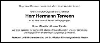 Traueranzeige von Hermann Terveen von Ostfriesischer Kurier