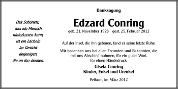 Traueranzeige von Edzard Conring von Ostfriesischer Kurier