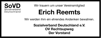 Traueranzeige von Erich Reemts von Ostfriesischer Kurier