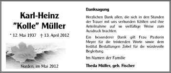 Traueranzeige von Karl-Heinz Müller von Ostfriesischer Kurier