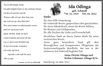 Traueranzeige von Ida Odinga von Ostfriesischer Kurier