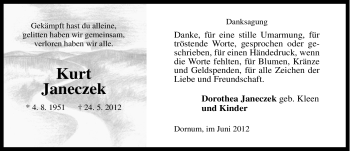 Traueranzeige von Kurt Janeczek von Ostfriesischer Kurier