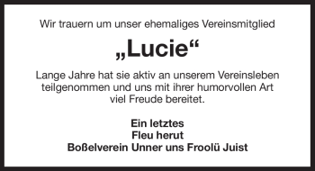 Traueranzeige von Lucie Sund von Ostfriesischer Kurier