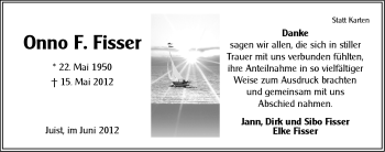 Traueranzeige von Onno F. Fisser von Ostfriesischer Kurier