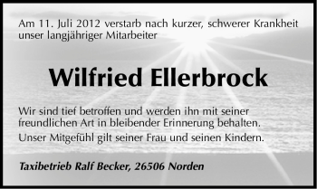 Traueranzeige von Wilfried Ellerbrock von Ostfriesischer Kurier