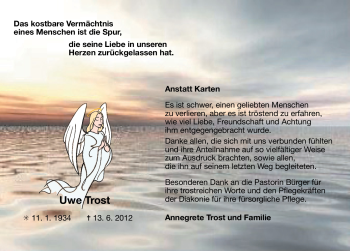 Traueranzeige von Uwe Trost von Ostfriesischer Kurier