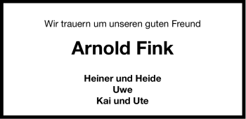 Traueranzeige von Arnold Fink von Ostfriesischer Kurier