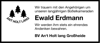 Traueranzeige von Ewald Erdmann von Ostfriesischer Kurier