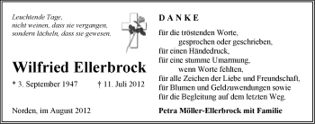 Traueranzeige von Wilfried Ellerbrock von Ostfriesischer Kurier