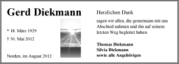 Traueranzeige von Gerd Diekmann von Ostfriesischer Kurier