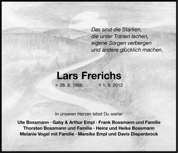 Traueranzeige von Lars Frerichs von Ostfriesischer Kurier