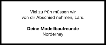 Traueranzeige von Lars Frerichs von Ostfriesischer Kurier