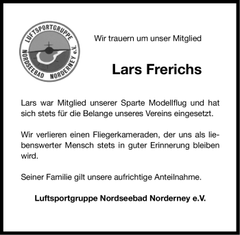 Traueranzeige von Lars Frerichs von Ostfriesischer Kurier