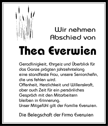 Traueranzeige von Thea Everwien von Ostfriesischer Kurier