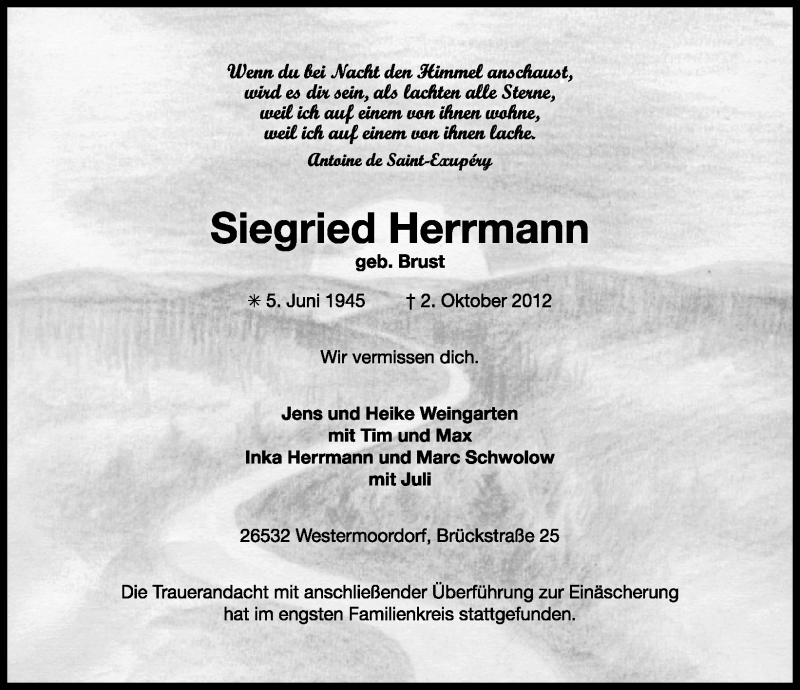  Traueranzeige für Siegried Herrmann vom 06.10.2012 aus Ostfriesischer Kurier