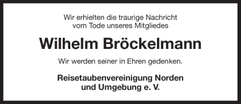 Traueranzeige von Wilhelm Bröckelmann von Ostfriesischer Kurier