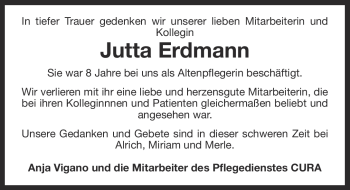 Traueranzeige von Jutta Erdmann von Ostfriesischer Kurier