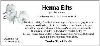 Traueranzeige von Herma Eilts von Ostfriesischer Kurier