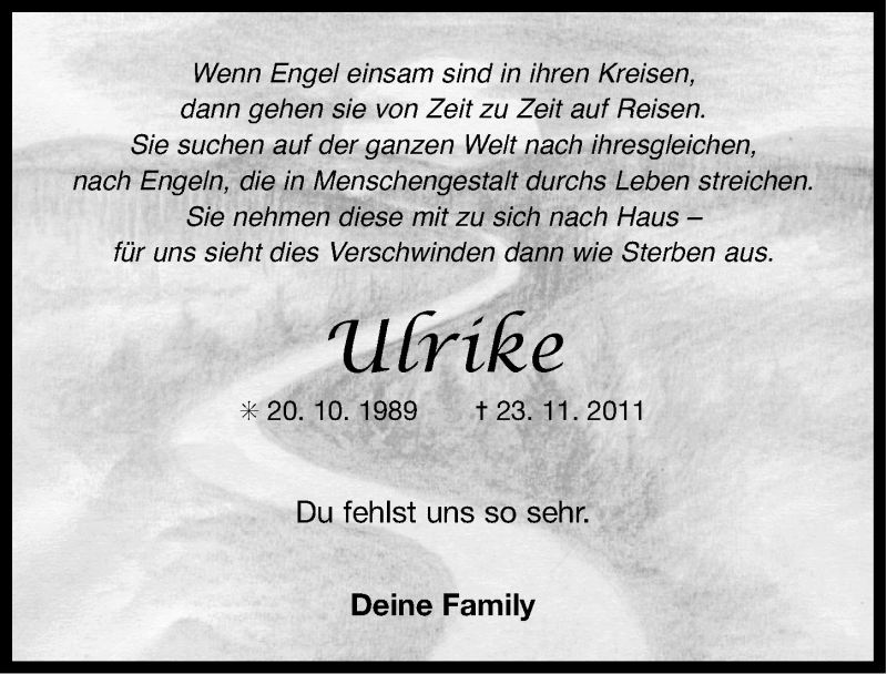  Traueranzeige für Ulrike Hill vom 23.11.2012 aus Ostfriesischer Kurier