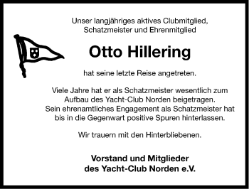 Traueranzeige von Otto Hillering von Ostfriesischer Kurier