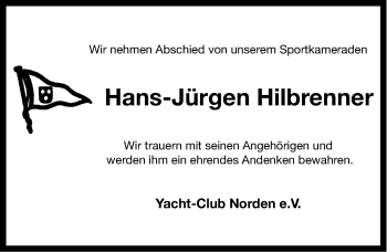 Traueranzeige von Hans-Jürgen Hilbrenner von Ostfriesischer Kurier