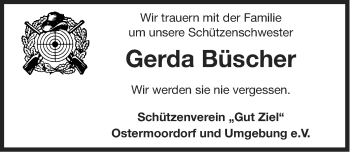 Traueranzeige von Gerda Büscher von Ostfriesischer Kurier