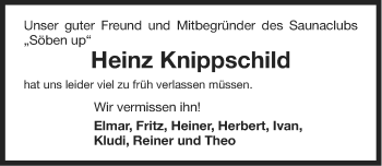Traueranzeige von Heinz Knippschild von Ostfriesischer Kurier