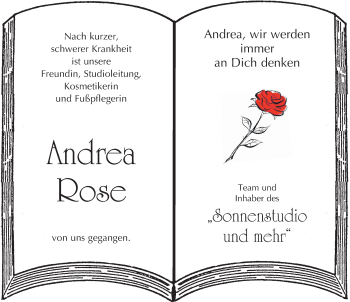 Traueranzeige von Andrea Rose von Ostfriesischer Kurier