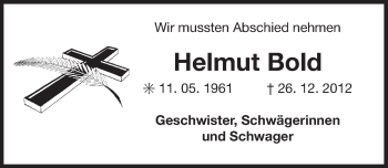 Traueranzeige von Helmut Bold von Ostfriesischer Kurier