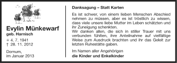 Traueranzeige von Evylin Münkewarf von Ostfriesischer Kurier
