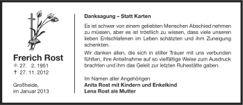 Traueranzeige von Frerich Rost von Ostfriesischer Kurier