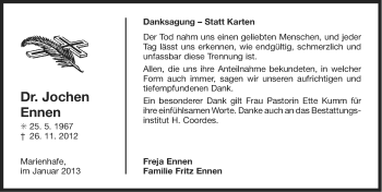 Traueranzeige von Jochen Ennen von Ostfriesischer Kurier
