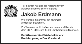 Traueranzeige von Jakob Erdmann von Ostfriesischer Kurier