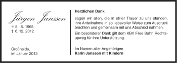 Traueranzeige von Jürgen Janssen von Ostfriesischer Kurier