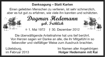 Traueranzeige von Dagmar Hedemann von Ostfriesischer Kurier