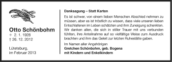 Traueranzeige von Otto Schönbohm von Ostfriesischer Kurier