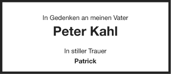 Traueranzeige von Peter Kahl von Ostfriesischer Kurier